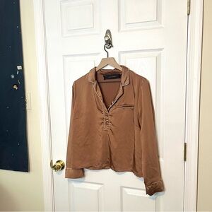 ✧･ﾟbronze faux satin top